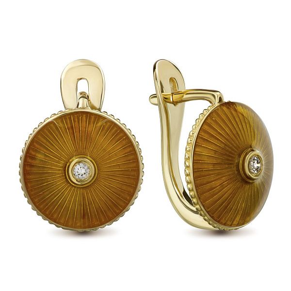 Серьги из желтого золота с бриллиантами