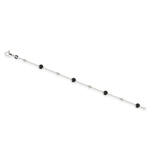 Браслет из белого золота с ониксами и бриллиантами