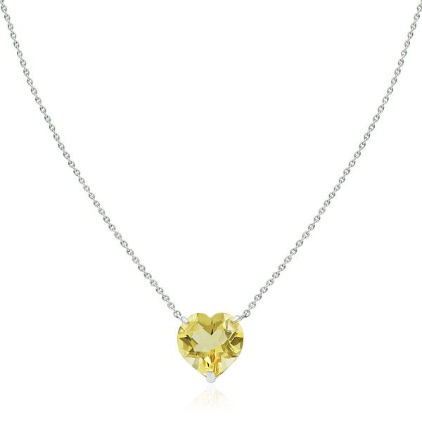 Колье «Сердце» из белого золота с цитрином