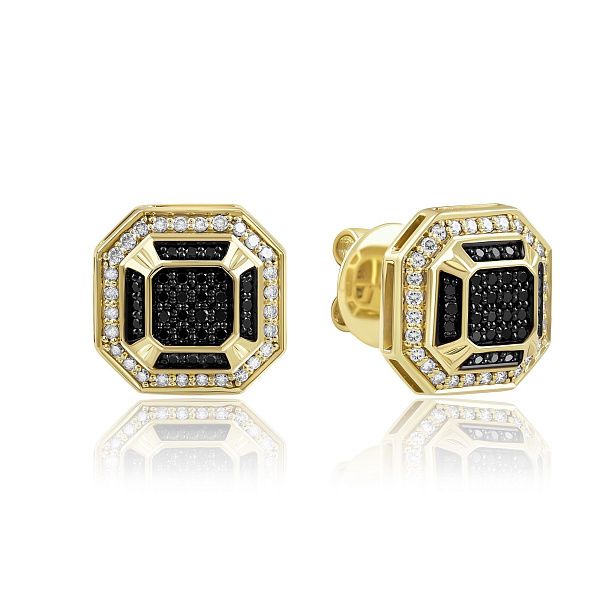 Пусеты из желтого золота с бриллиантами