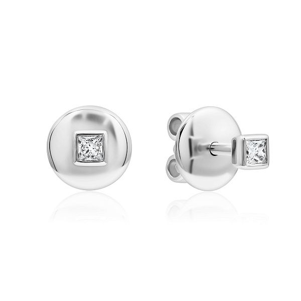 Пусеты из белого золота с бриллиантами