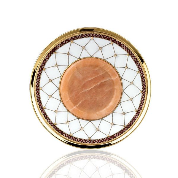 Блюдце из серебра с кварцитом и бриллиантами