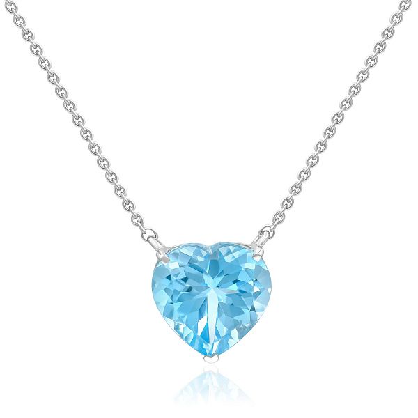 Колье «Сердце» из белого золота с топазом