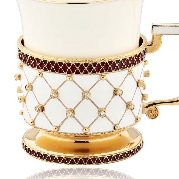 Набор кофейный из серебра с бриллиантами