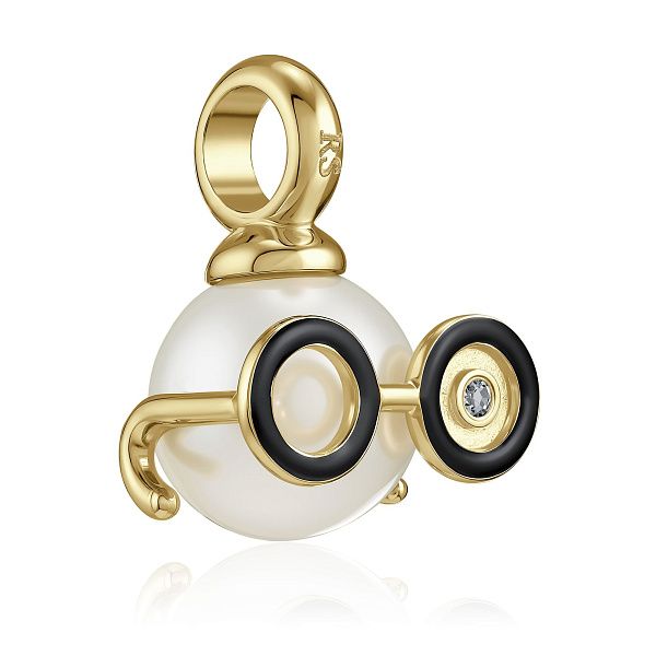 Подвеска из желтого золота с бриллиантом и жемчугом
