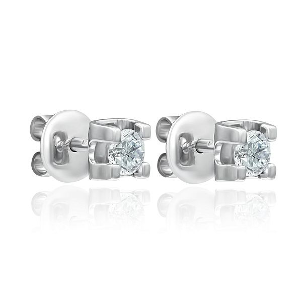 Пусеты из белого золота с бриллиантами