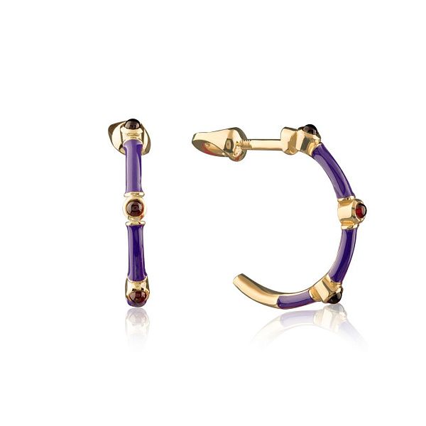 Пусеты из желтого золота с альмандинами