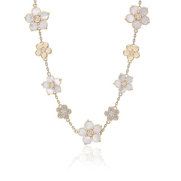 Чокер из желтого золота с перламутром и бриллиантами