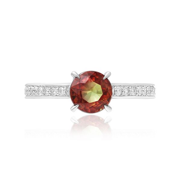 Кольцо из белого золота с сапфиром и бриллиантами