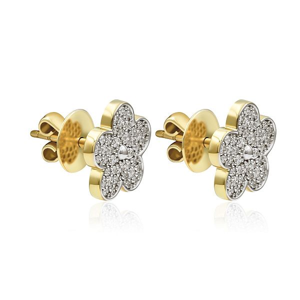 Пусеты из желтого золота с бриллиантами