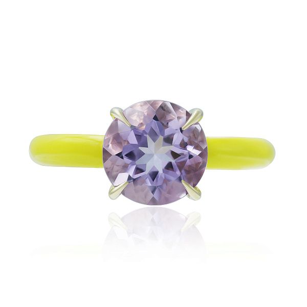 Кольцо из желтого золота с аметистом