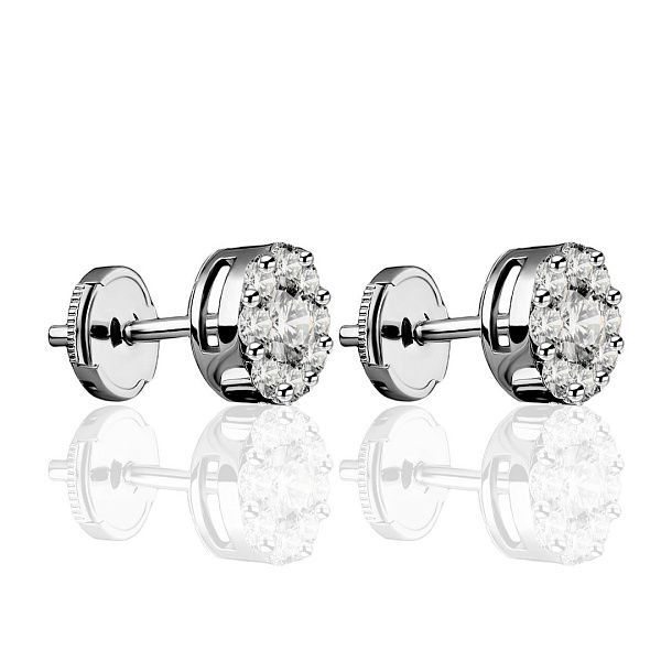 Пусеты из белого золота с бриллиантами