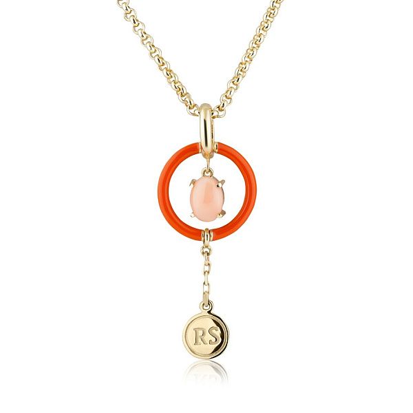 Колье из желтого золота с кораллом