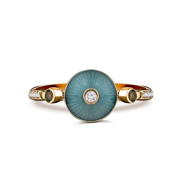 Кольцо из красного золота с топазами и бриллиантами