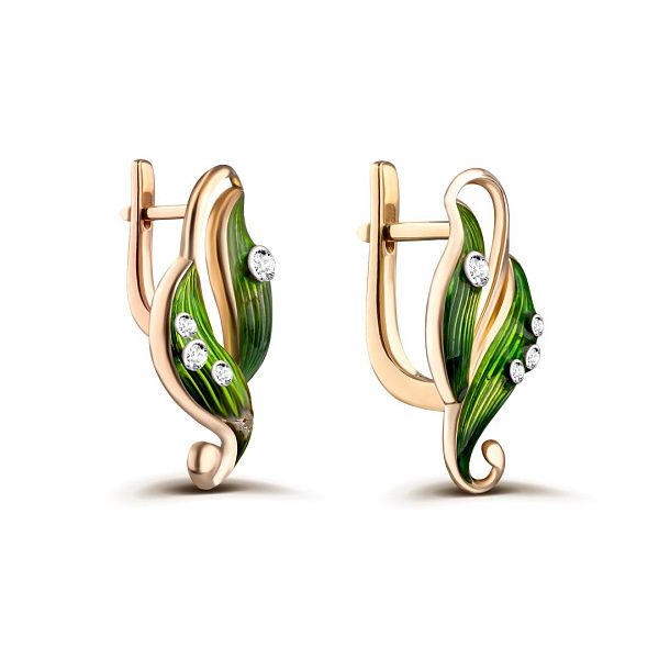 Серьги из желтого золота с бриллиантами