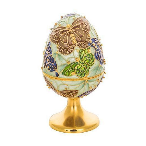 Яйцо-шкатулка «Бабочки» из серебра