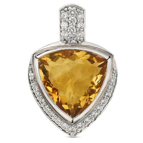 Подвеска «Сhevron» из белого золота с бриллиантами и цитрином