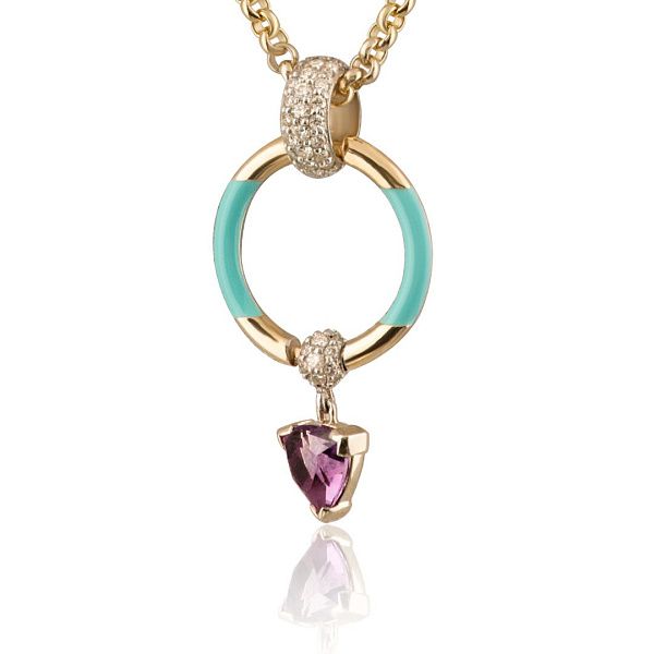 Колье из желтого золота с аметистом и бриллиантами