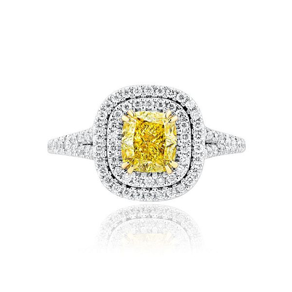 Кольцо из белого золота с желтым бриллиантом 1.26 ct