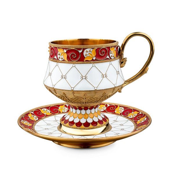 Блюдце из набора «Золотой петушок» из серебра 