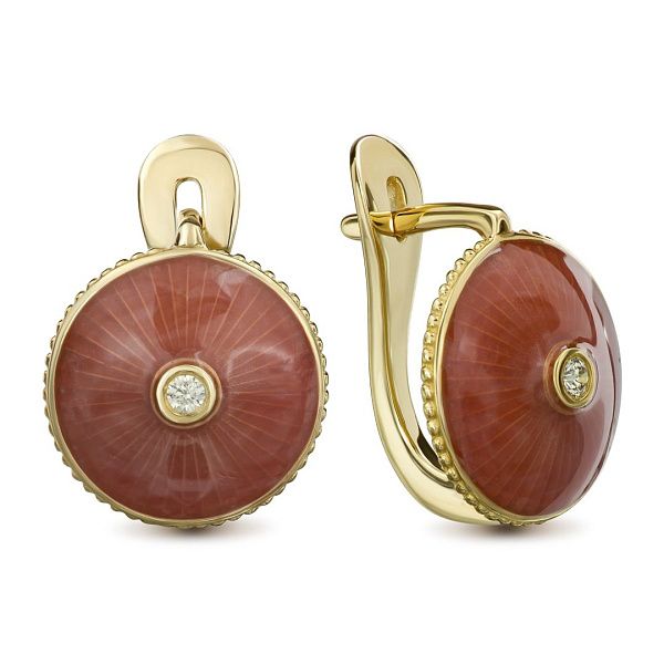 Серьги из желтого золота с бриллиантами