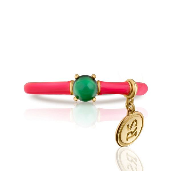 Кольцо из желтого золота с хризопразом