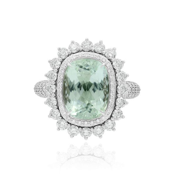 Кольцо из белого золота с бриллиантами и турмалином 5.09 ct