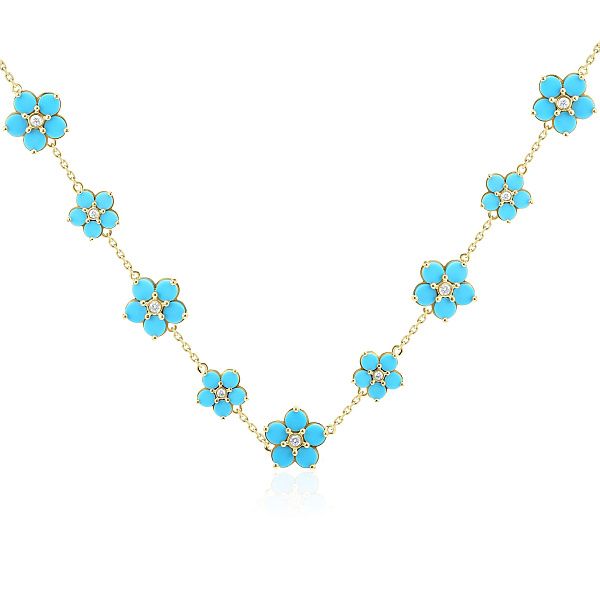 Колье из желтого золота с бирюзой и бриллиантами