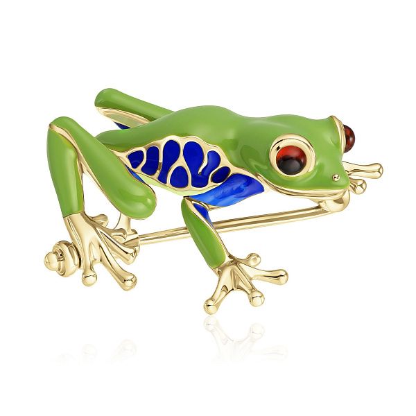 Брошь из желтого золота с альмандинами