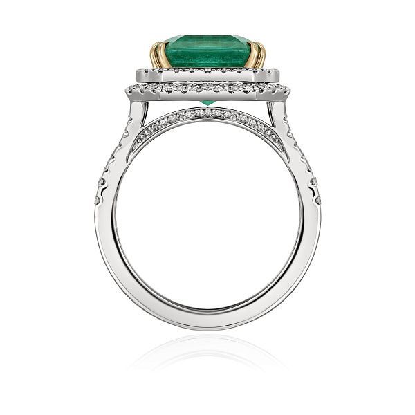 Кольцо из белого золота с бриллиантами и изумрудом 7 ct