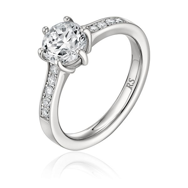 Кольцо из белого золота с бриллиантом 1 ct