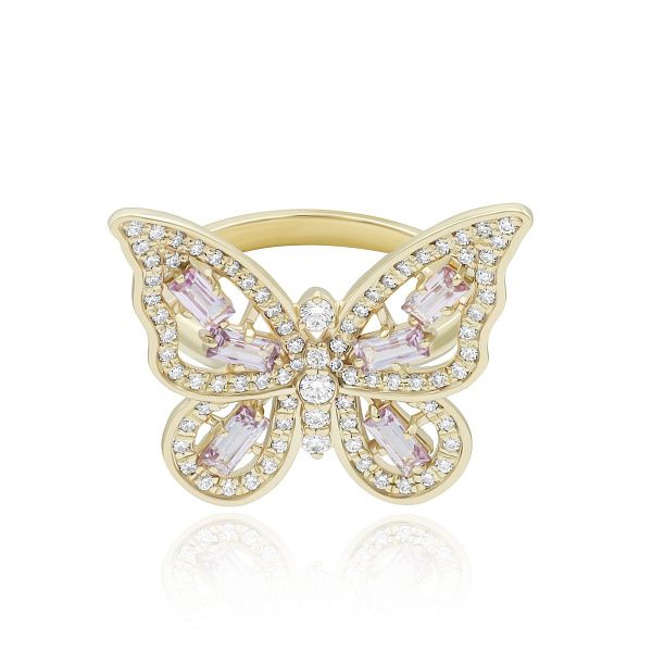 Кольцо из желтого золота с сапфирами и бриллиантами