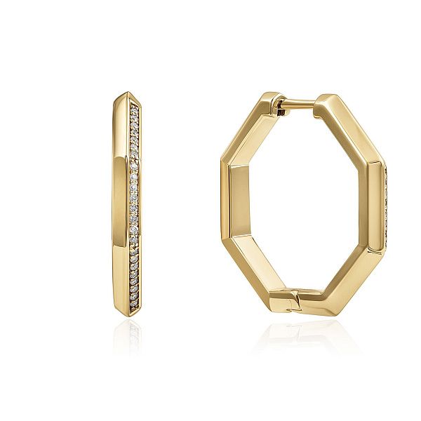 Серьги из желтого золота с бриллиантами