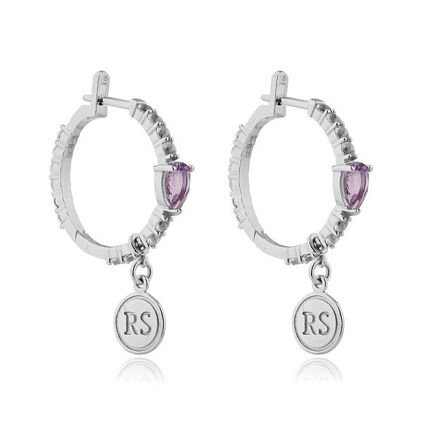 Серьги из белого золота с топазами и аметистами