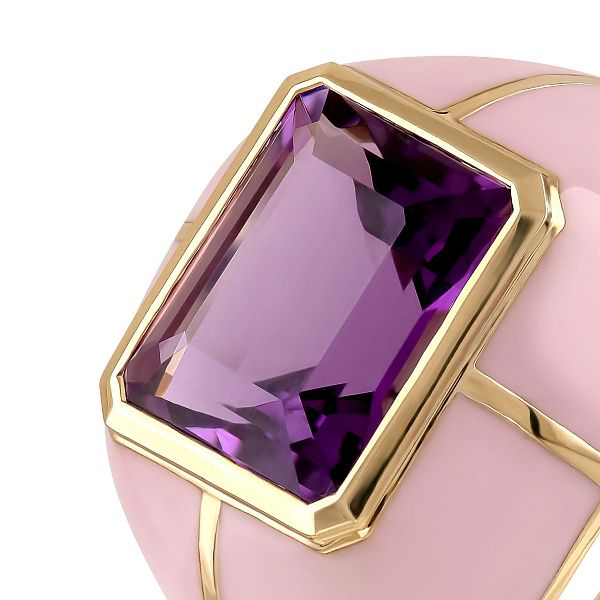 Кольцо из желтого золота с аметистом