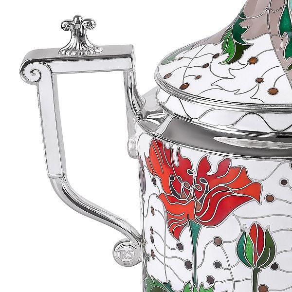 Бисквитница «Маки» из серебра 