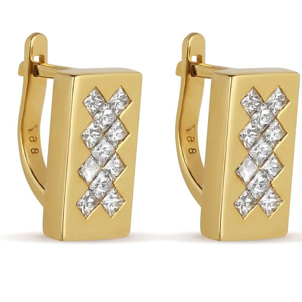 Серьги из желтого золота с бриллиантами