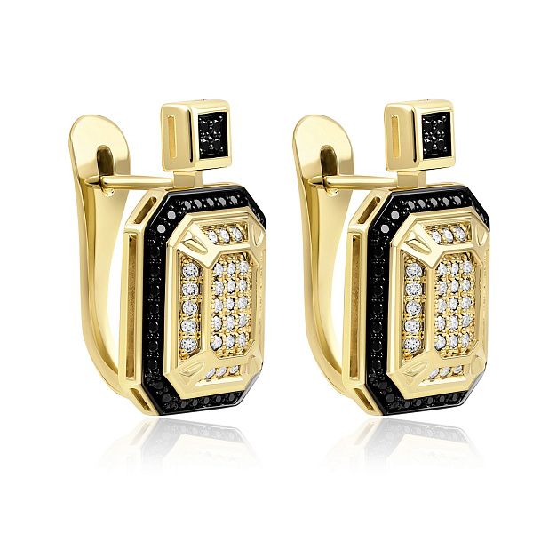 Серьги из желтого золота с бриллиантами