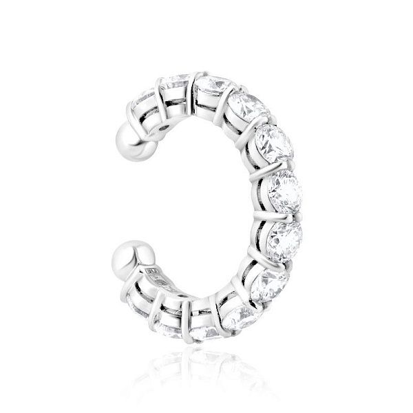 Серьга кафф из белого золота с бриллиантами