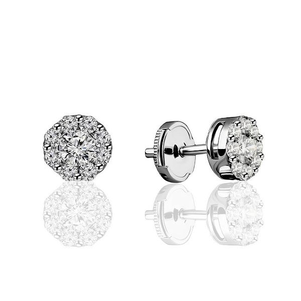 Пусеты из белого золота с бриллиантами