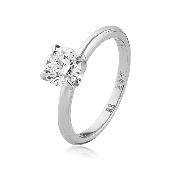 Кольцо из белого золота с бриллиантом  1.01 ct