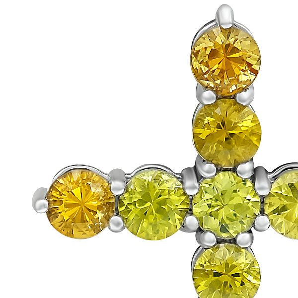 Крест из белого золота с сапфирами