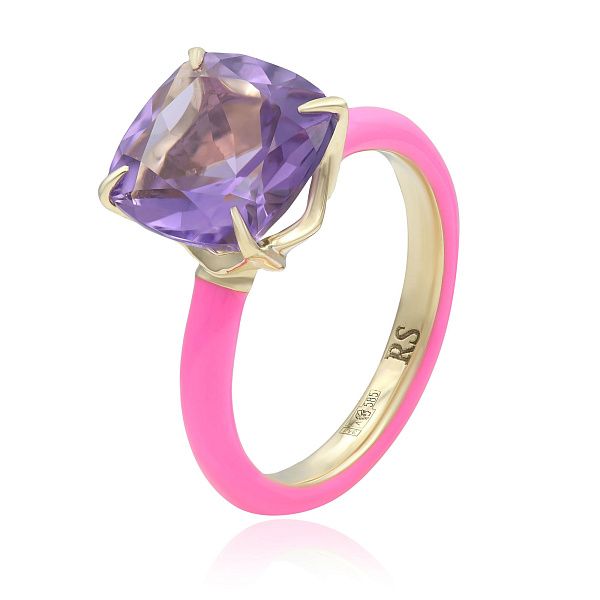 Кольцо из желтого золота с аметистом