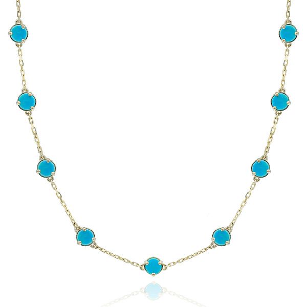 Колье из желтого золота с бирюзой