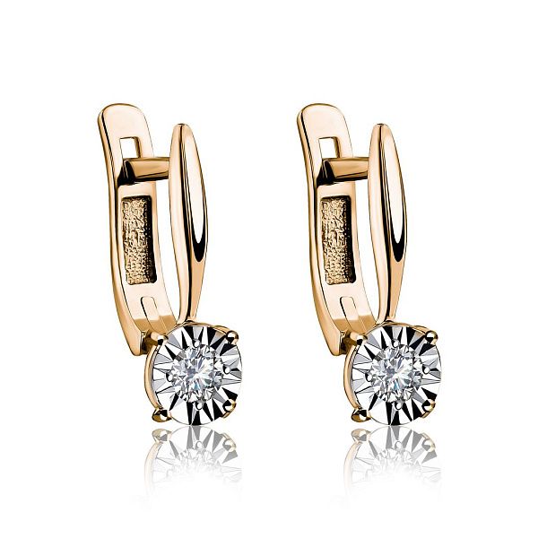 Серьги из красного золота с бриллиантами