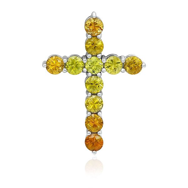 Крест из белого золота с сапфирами