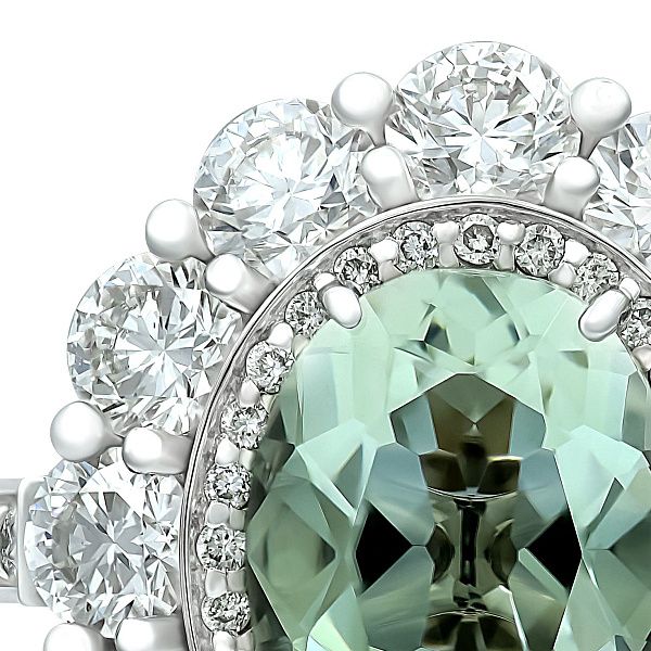 Кольцо из белого золота с аметистом 2.15 ct и бриллиантами