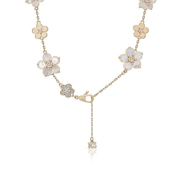 Чокер из желтого золота с перламутром и бриллиантами