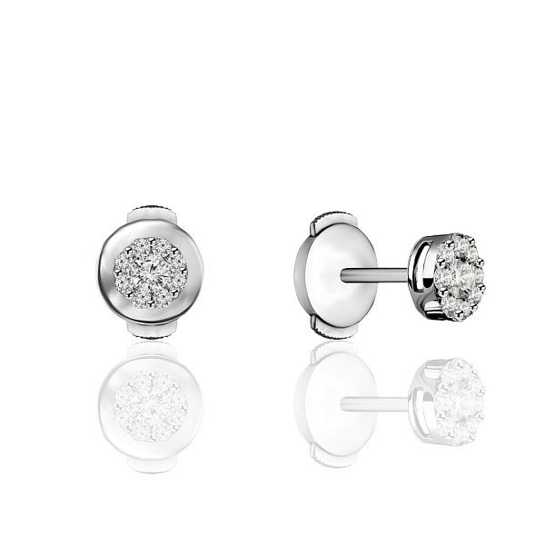 Пусеты из белого золота с бриллиантами