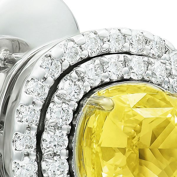 Пусеты из белого золота с желтыми бриллиантами 2.46 ct